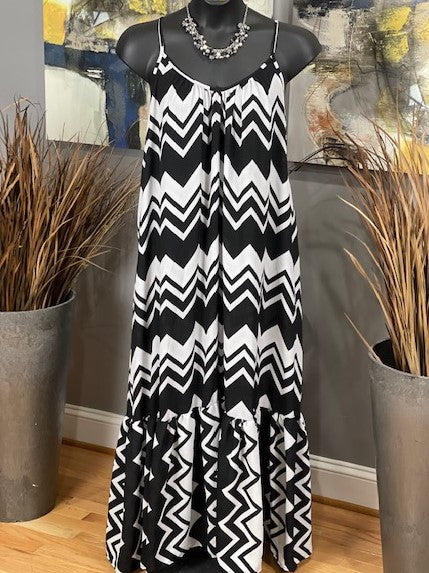 Mystical II Black & White Maxi Dress